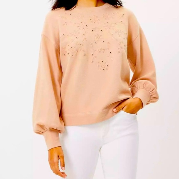 LOFT Tops - LOFT PETITE EYELET SWEATSHIRT